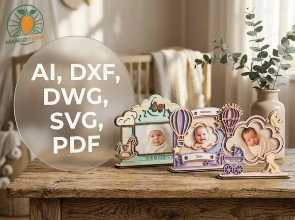 3D Baby Photo Frame Laser Cut File Collection
