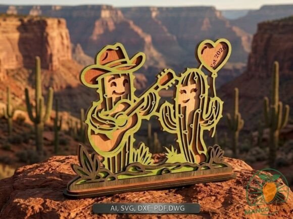 3D Layered Cactus SVG Laser Cut File 3mm: Western Charm