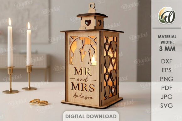 3D Personalized Wedding Lantern Lasercut Design