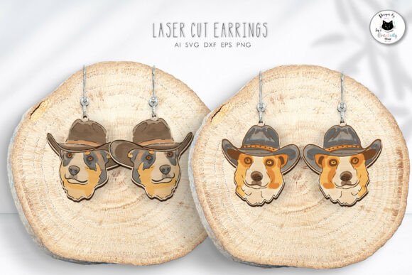 Australian Heeler Dog Laser Earrings SVG