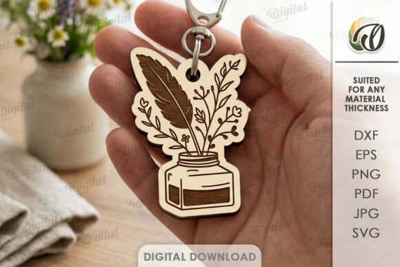 Boho Floral Keychain Laser Cut: Digital Design for Unique Creations