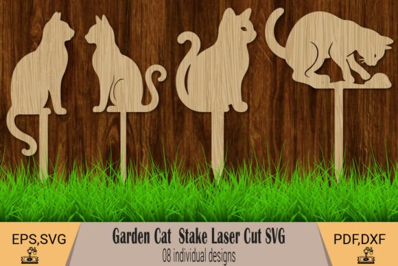 Charming Garden Cat Stake SVG Bundle for Outdoor Decor