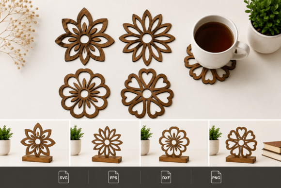 Floral Coaster SVG Laser Cut Bundle for Elegant Crafts