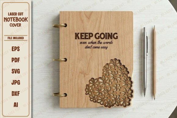 Floral Heart Laser Cut Notebook Cover