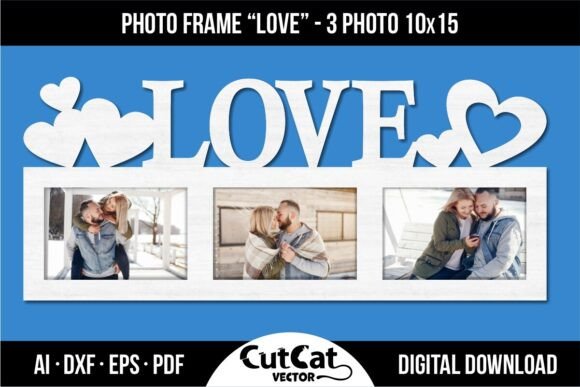 Love Theme Triple Photo Frame Laser Cut