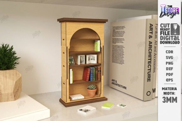 Miniature Bookshelf Design Laser Cut: Digital Crafting Perfection
