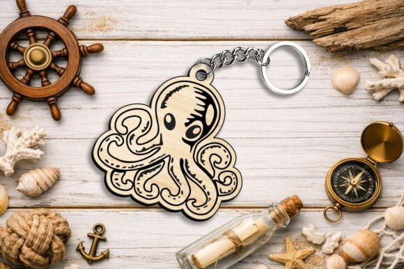 Octopus Ocean Keychain Gift SVG Laser