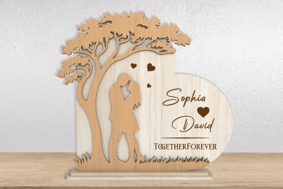 Personalized Couple Wooden Sign SVG: Romantic Laser Cut Design