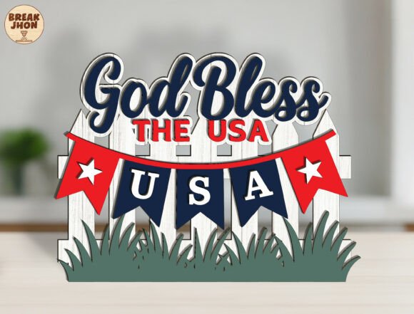 Stunning 3D Layered Patriotic Sign Laser Cut File for Crafters