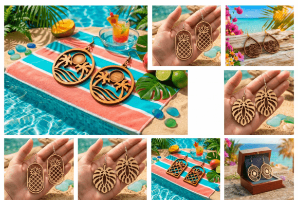 Summer Earrings Laser Cut SVG Bundle
