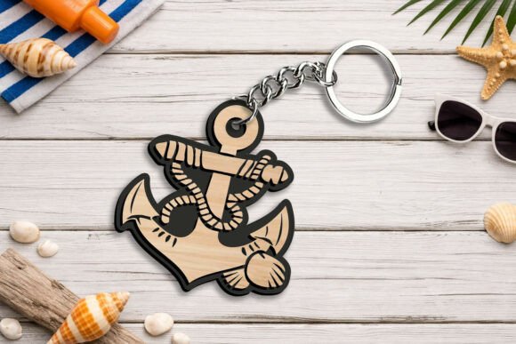SVG Summer Anchor Laser Keychain Present