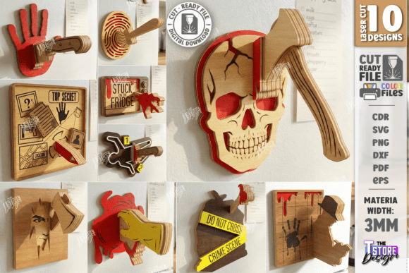 True Crime Laser Cut Bundle: Magnets for Your Dark Designs