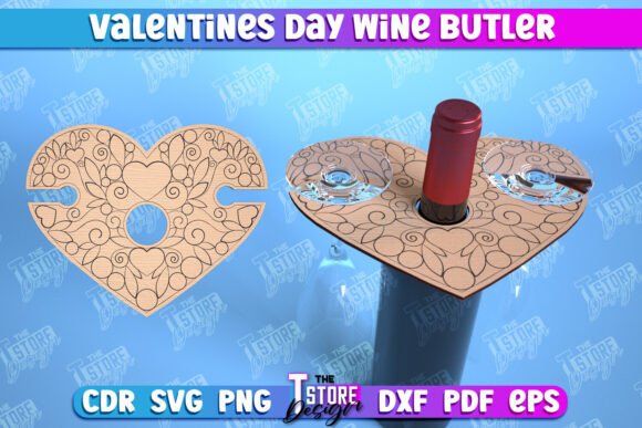 Valentines Day Wine Butler Laser Cut Design